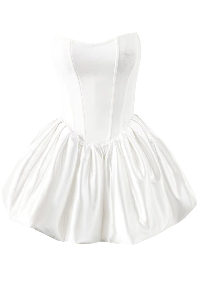 Alake Strapless Puff Dress In White