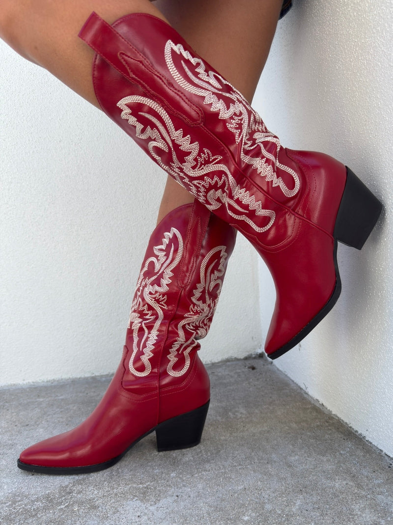 American Cherry Western Cowboy Boots Red