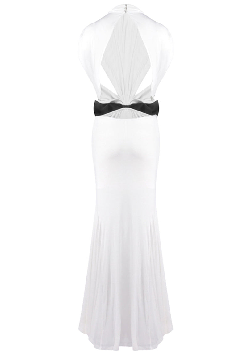 Dabney Bow Backless Maxi Dress In White
