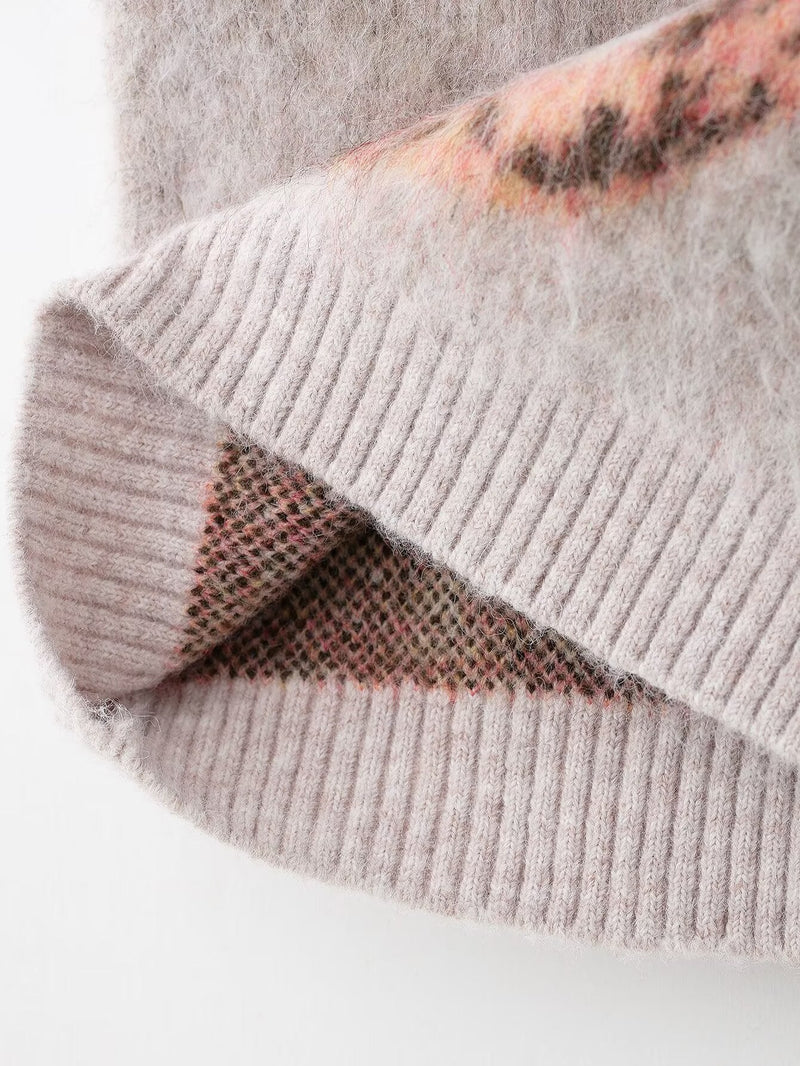 V-Neck Bristle Effect Jacquard Vest