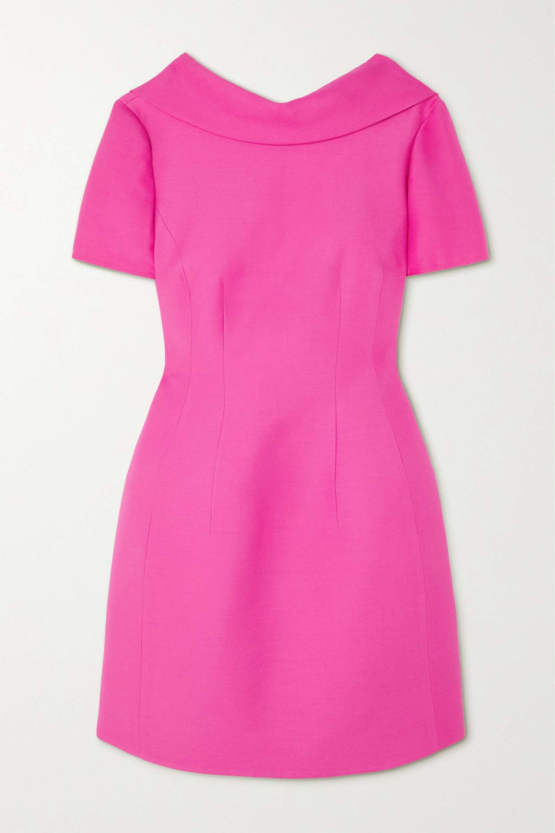 Lux Short Sleeve Bow Mini Dress In Pink