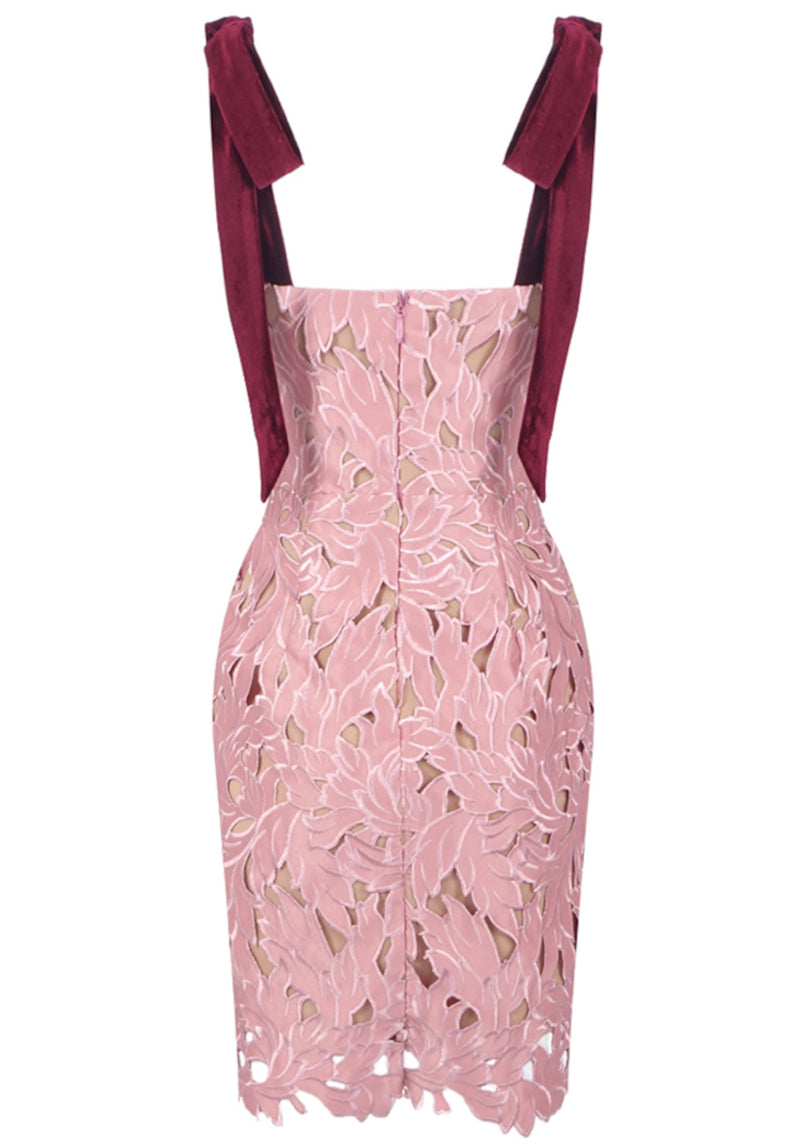 Agaton Floral 3D Mini Dress In Pink