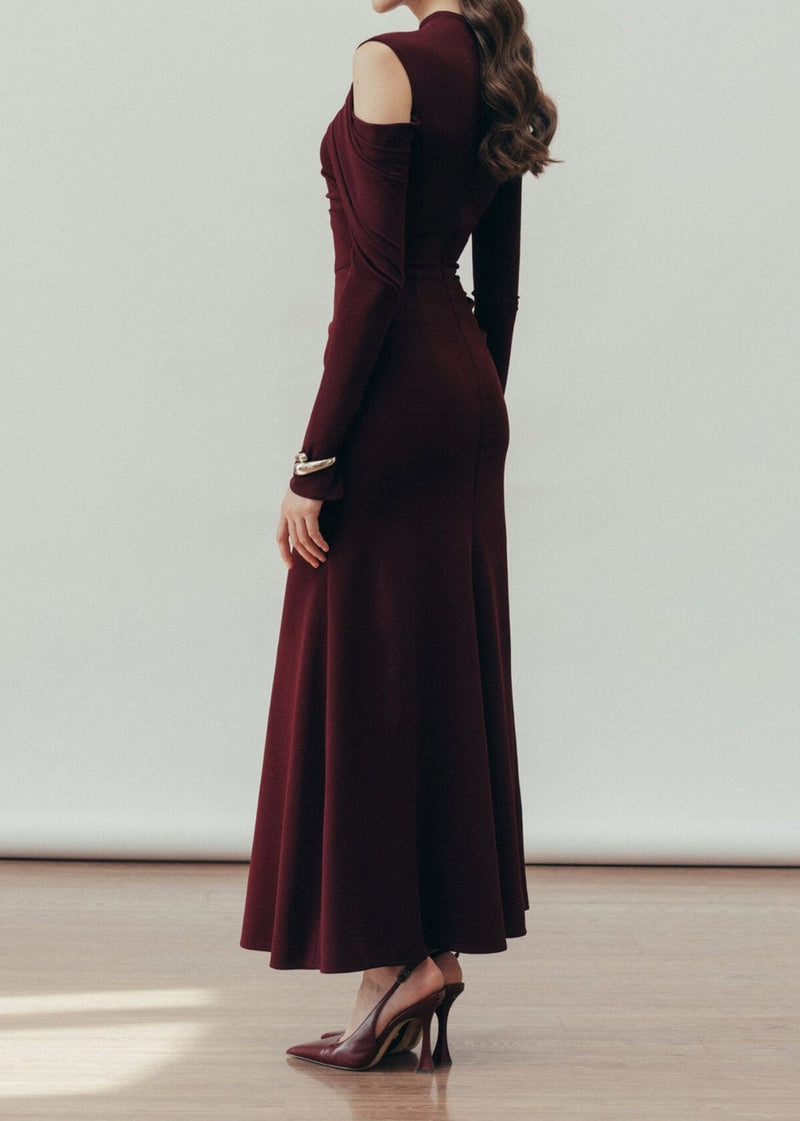 Cinzia Draped Maxi Dress In Blackberry