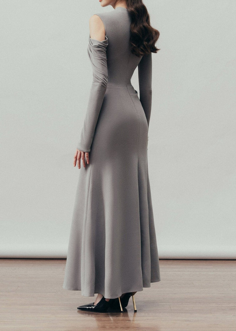 Cinzia Draped Maxi Dress In Cloudy Gray