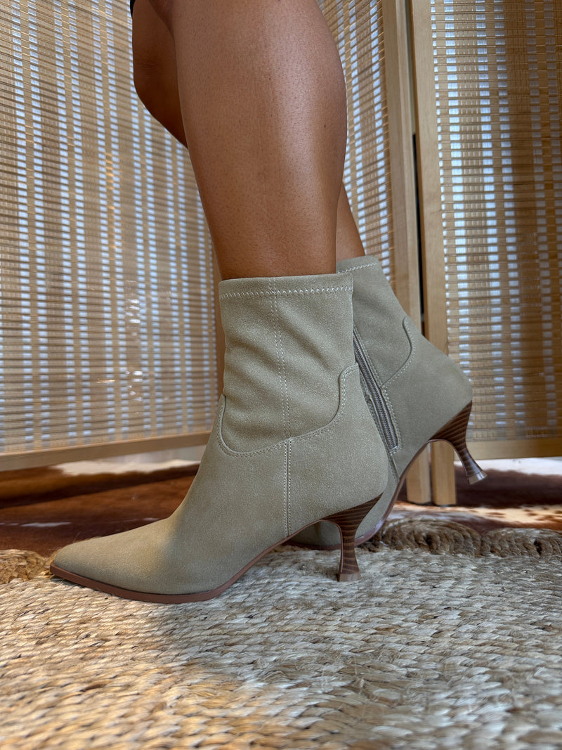 Aletta Kitten Heel Booties Sand