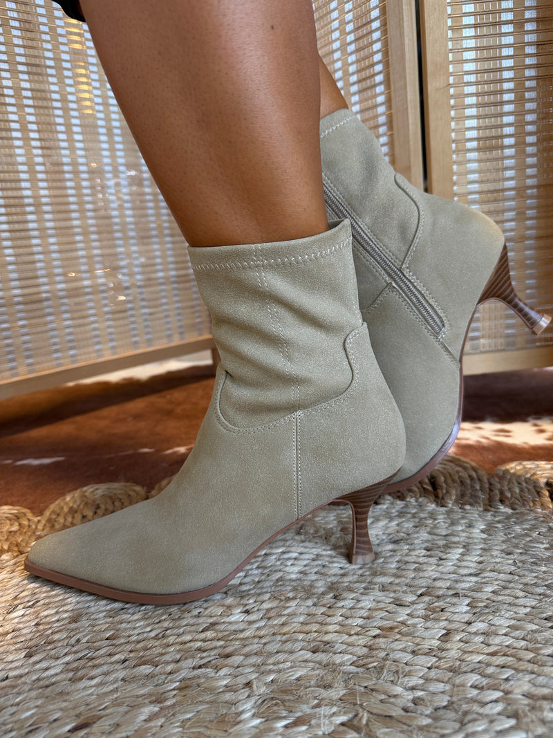 Aletta Kitten Heel Booties Sand