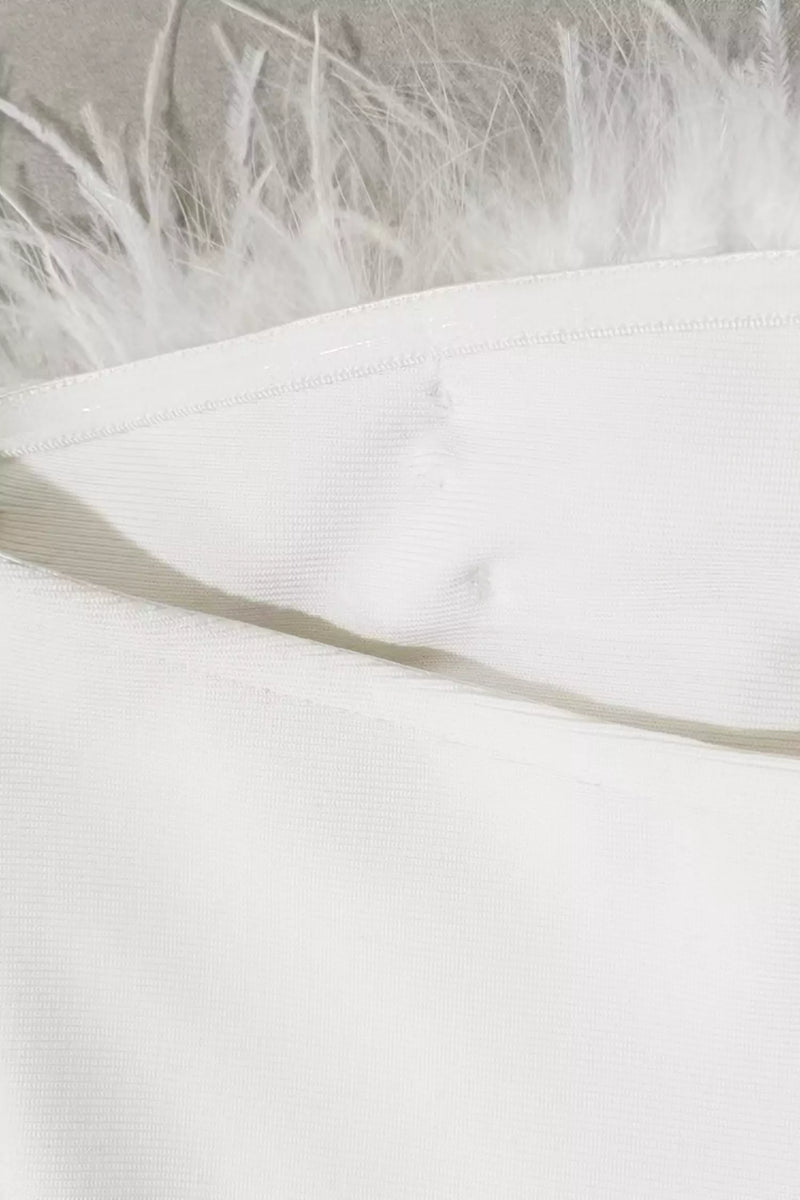 Alexy White Feather Mini Dress