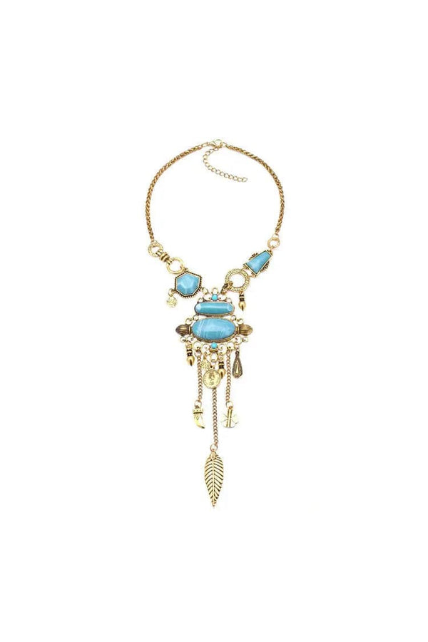 Maija Blue Gem Tassel Necklace
