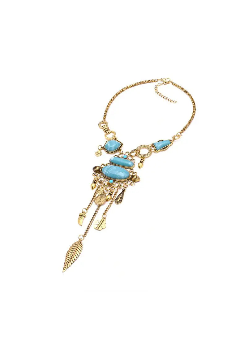 Maija Blue Gem Tassel Necklace