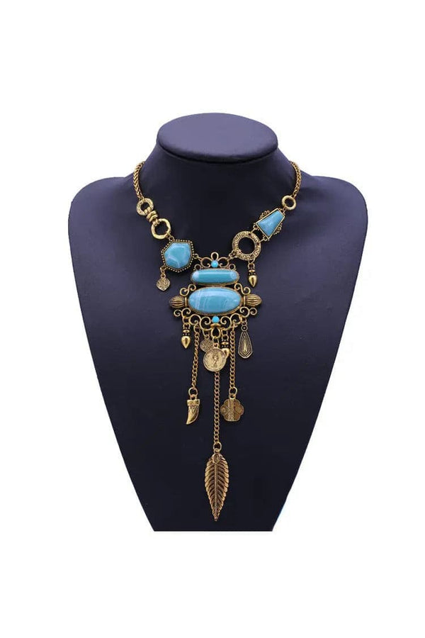 Maija Blue Gem Tassel Necklace