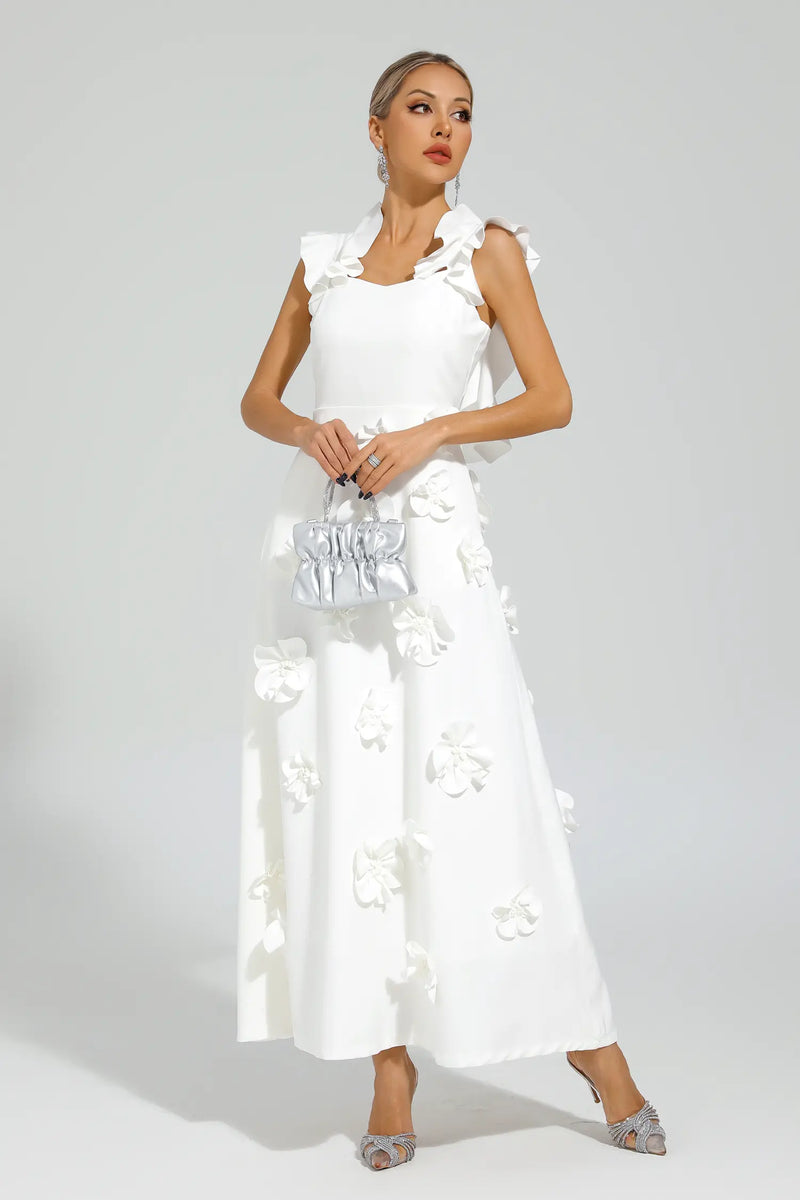 Pavati Flower Slip Dress In White