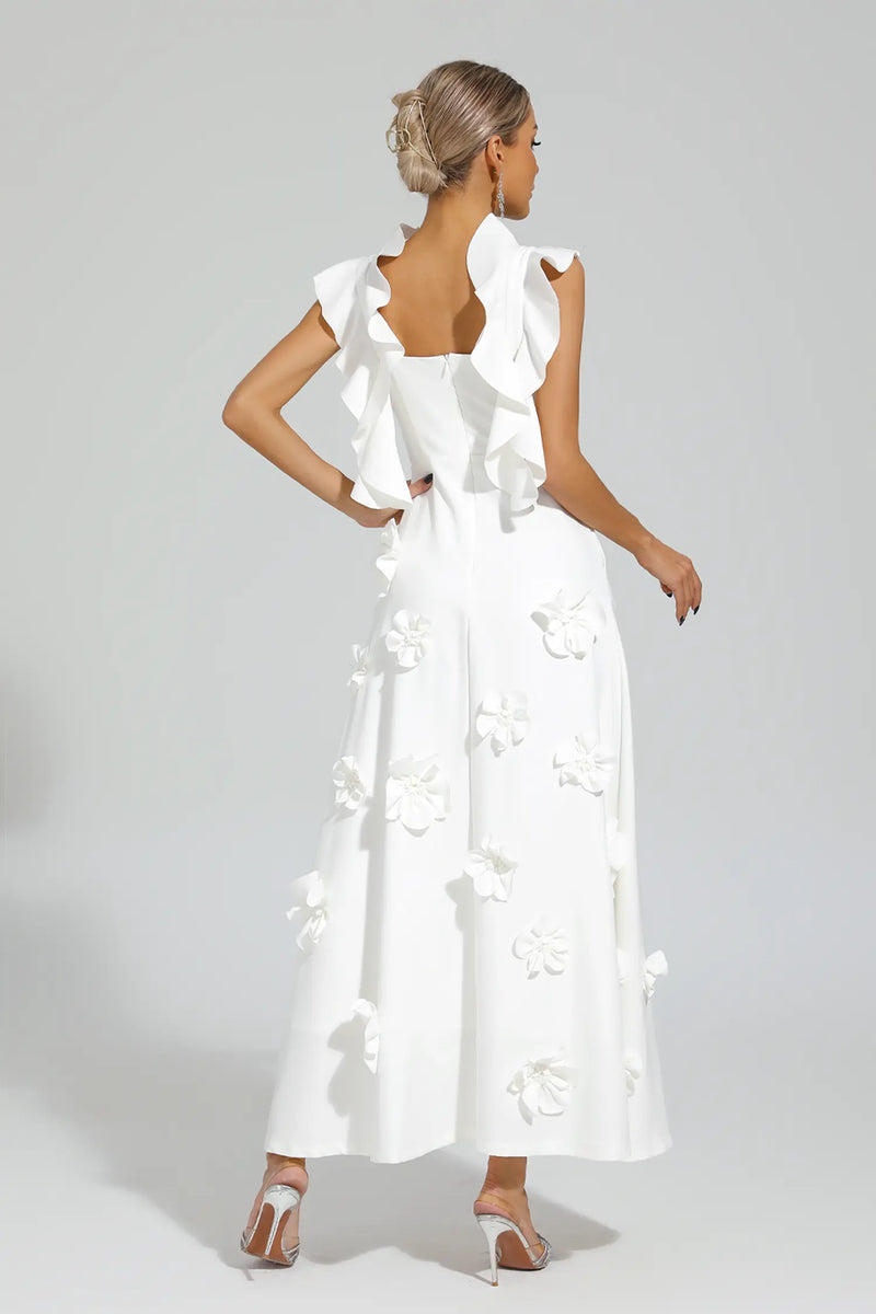 Pavati Flower Slip Dress In White