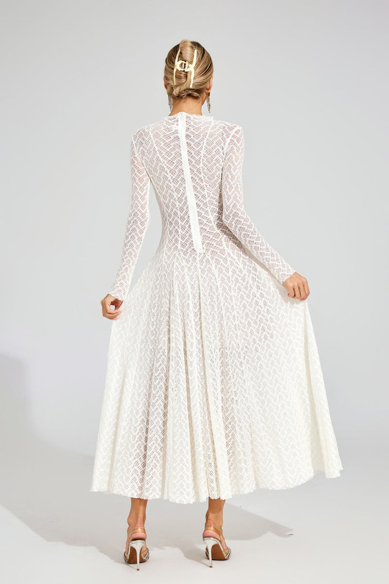 Eryndel Lace Long Sleeve Maxi Dress In White