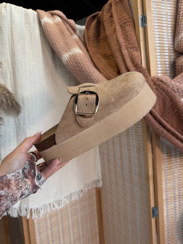 Jasmine Buckle Platform Slip Ons Mustard