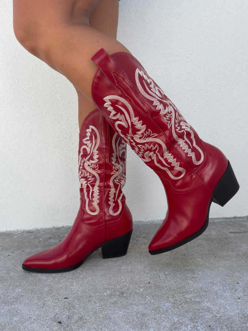 American Cherry Western Cowboy Boots Red