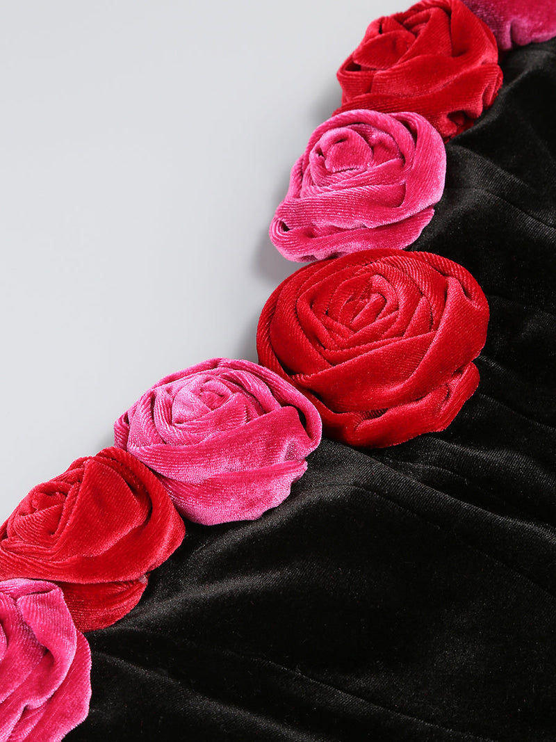 Verity Off-Shoulder Floral-Applique Mini Dress