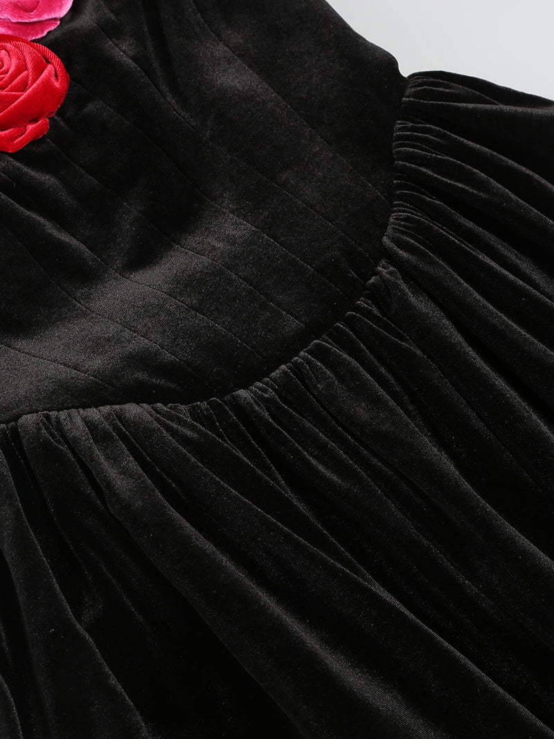 Verity Off-Shoulder Floral-Applique Mini Dress