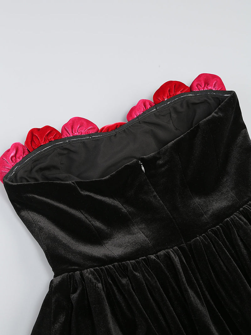 Verity Off-Shoulder Floral-Applique Mini Dress