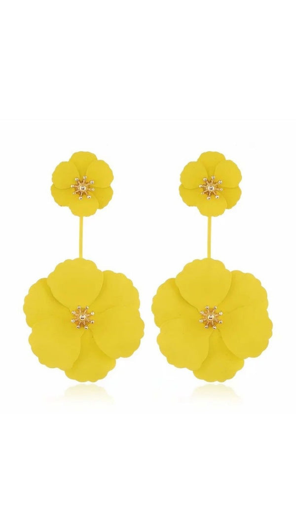 June Alloy Flower Long Earrings