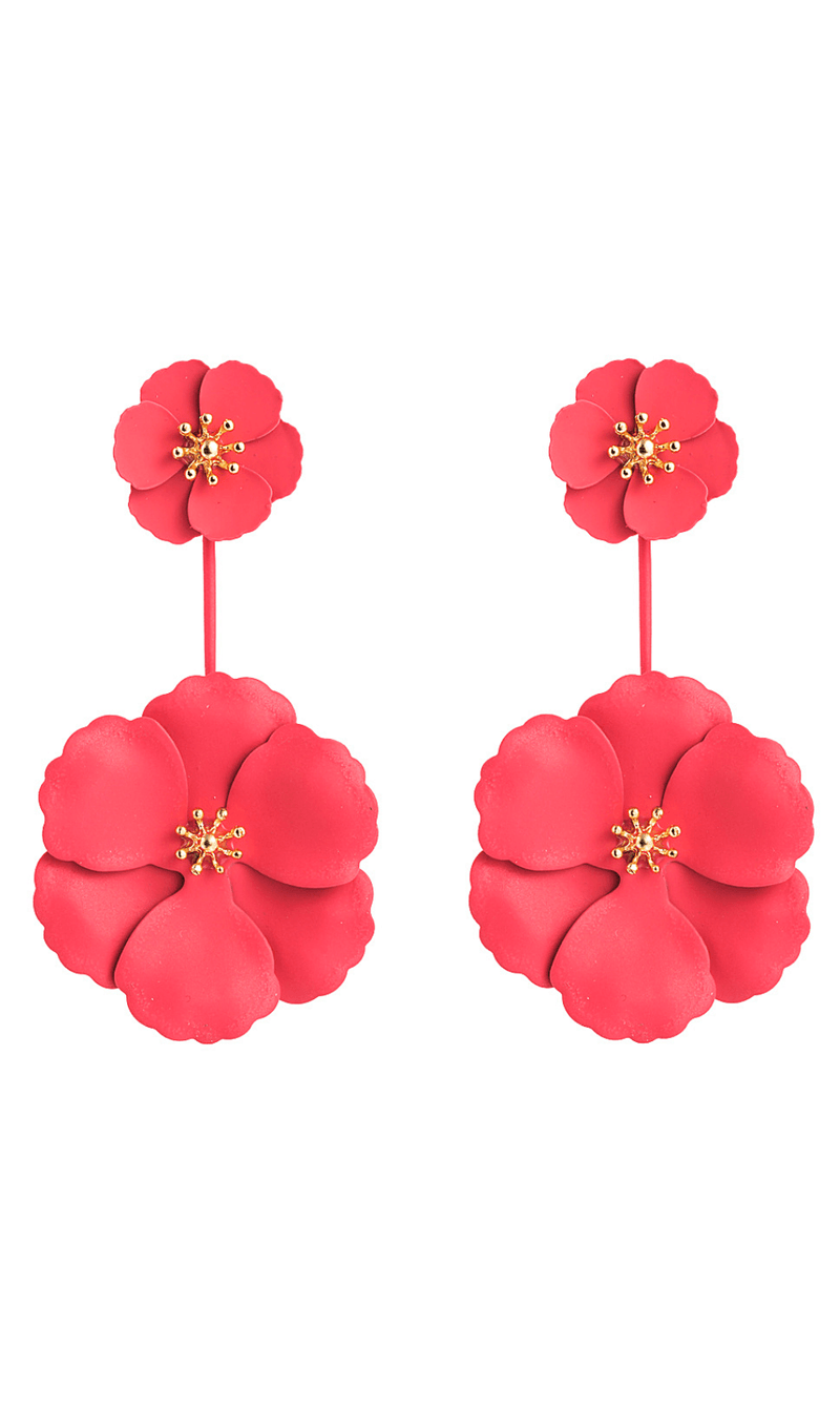 June Alloy Flower Long Earrings