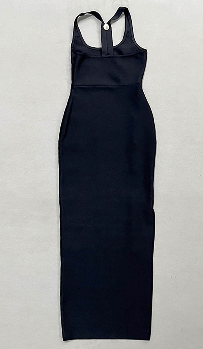Sydney Button Embellished Bandage Dress In Black