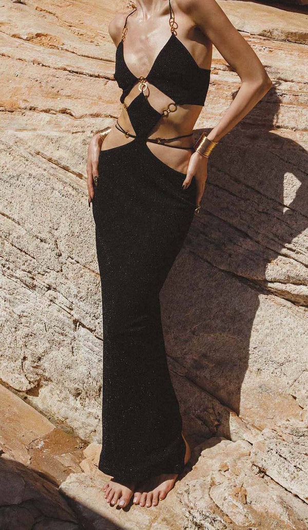 Makyah Cutout Chain Maxi Dress In Black