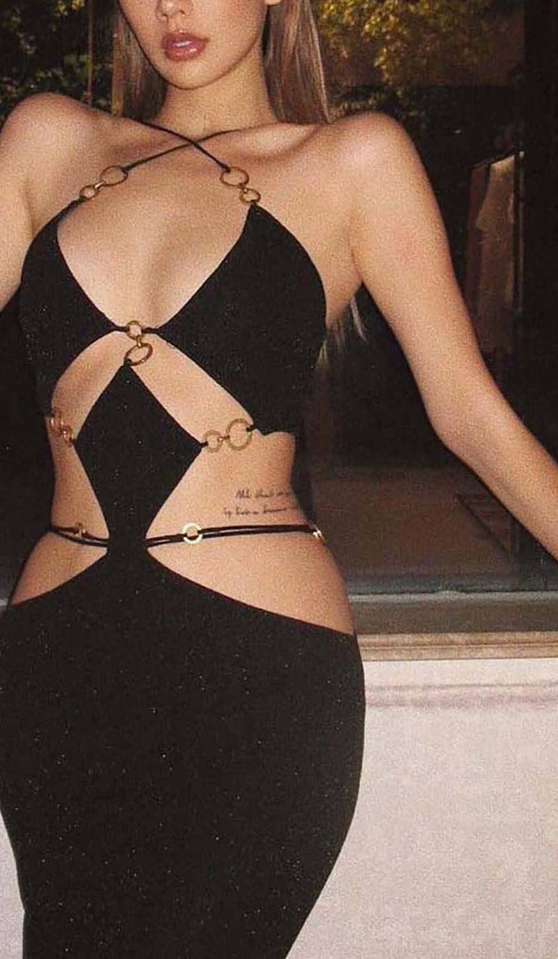 Makyah Cutout Chain Maxi Dress In Black