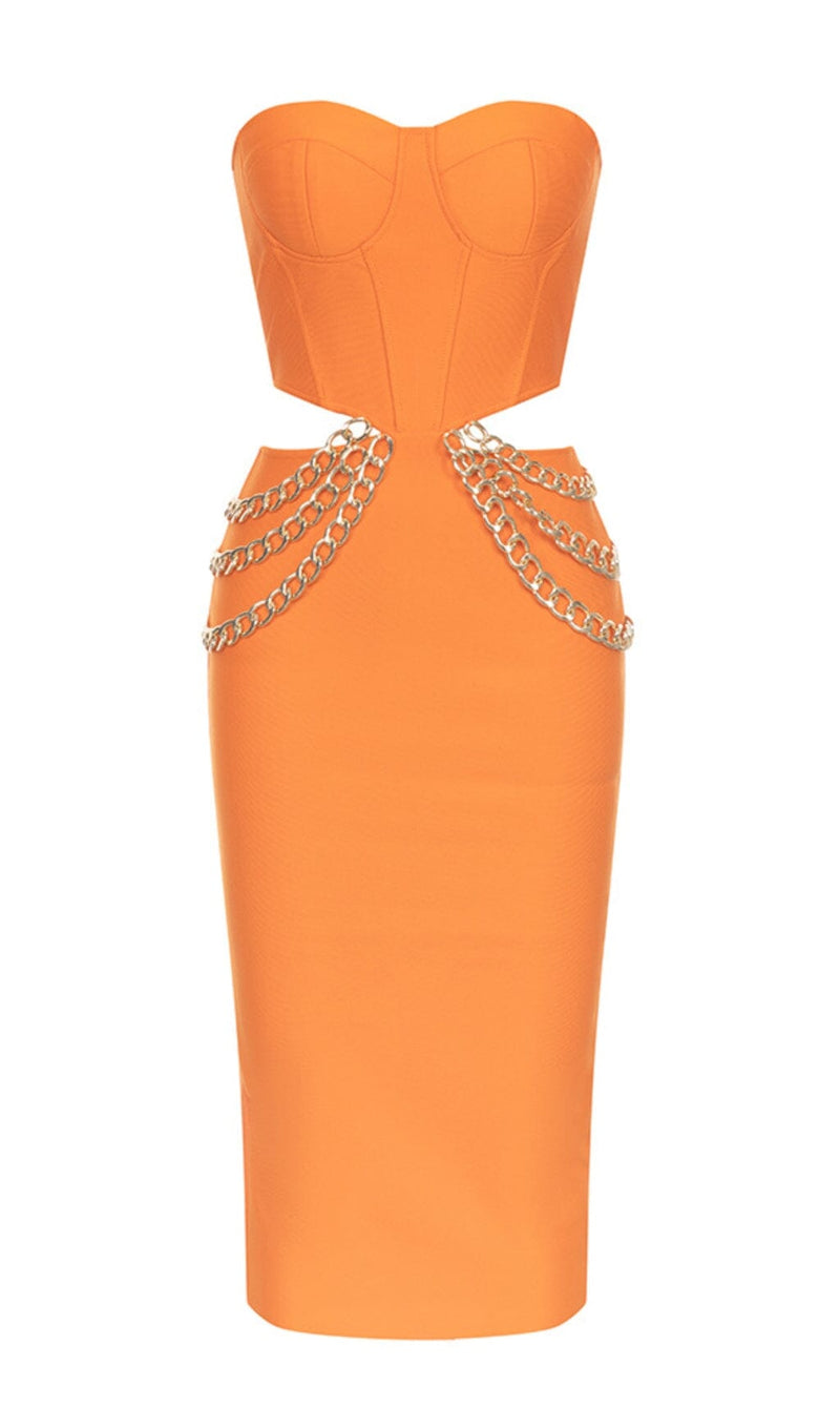 Bler Cutout Corset Midi Dress In Orange