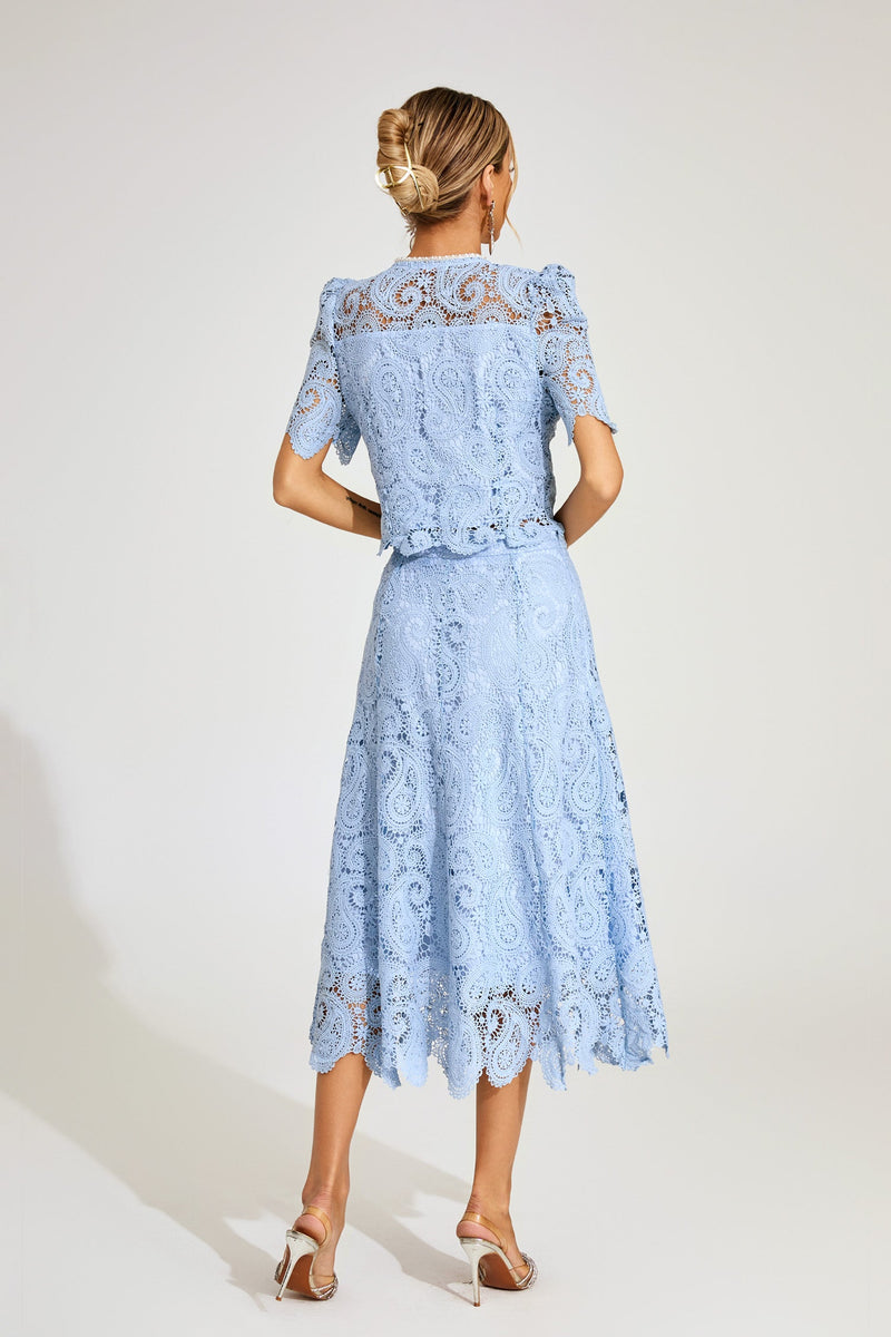 Fyraza Lace Embellished Maxi Dress In Blue