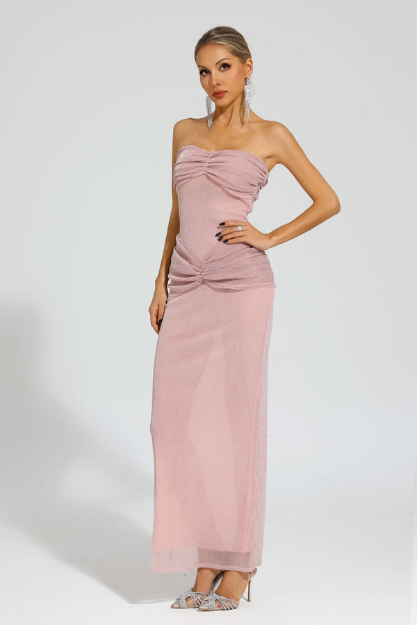 Tahoe Off Shoulder Maxi Dress In Pink