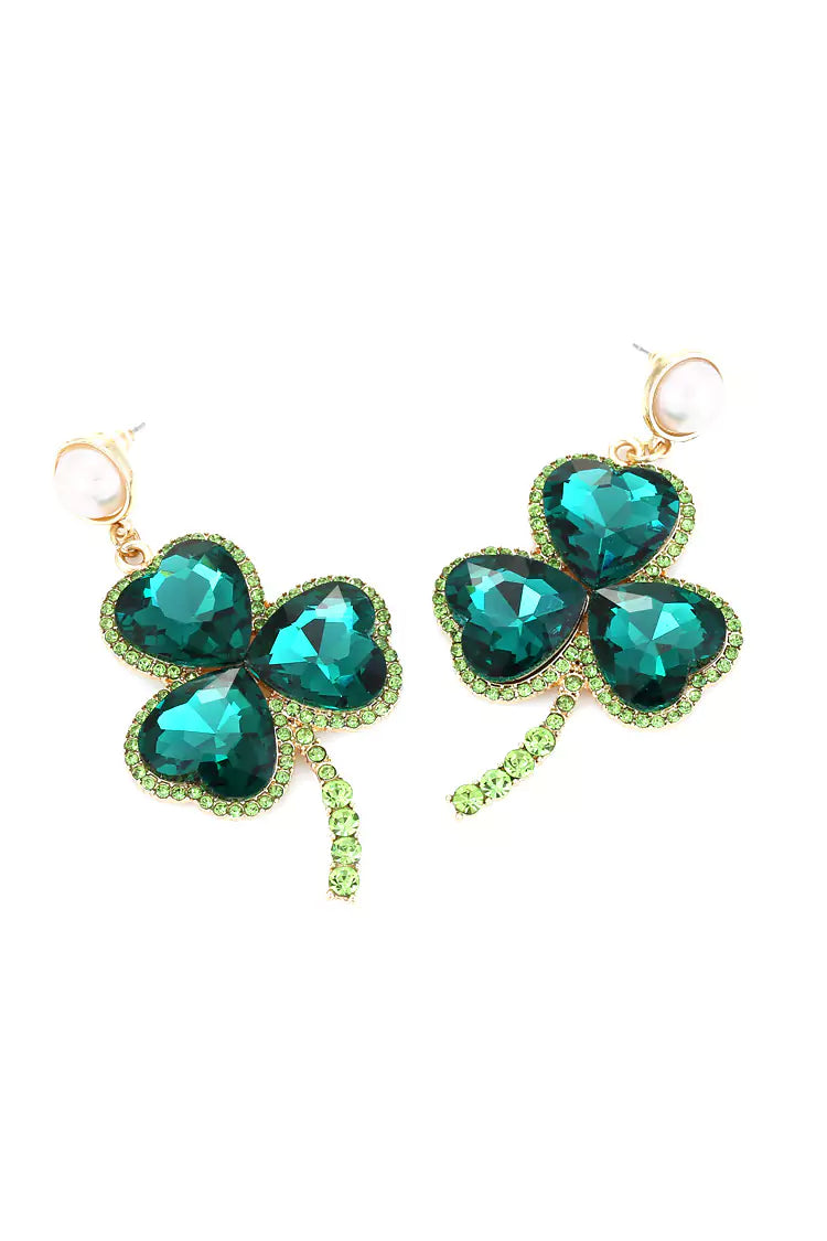 Akihiko Emerald Clover Earrings