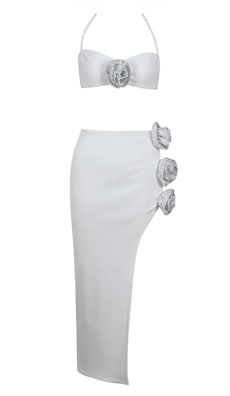 Ensley Embellished Top With High-Low Dress In White