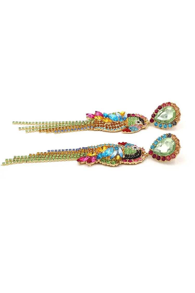 Opal Parrot Diamante Earrings