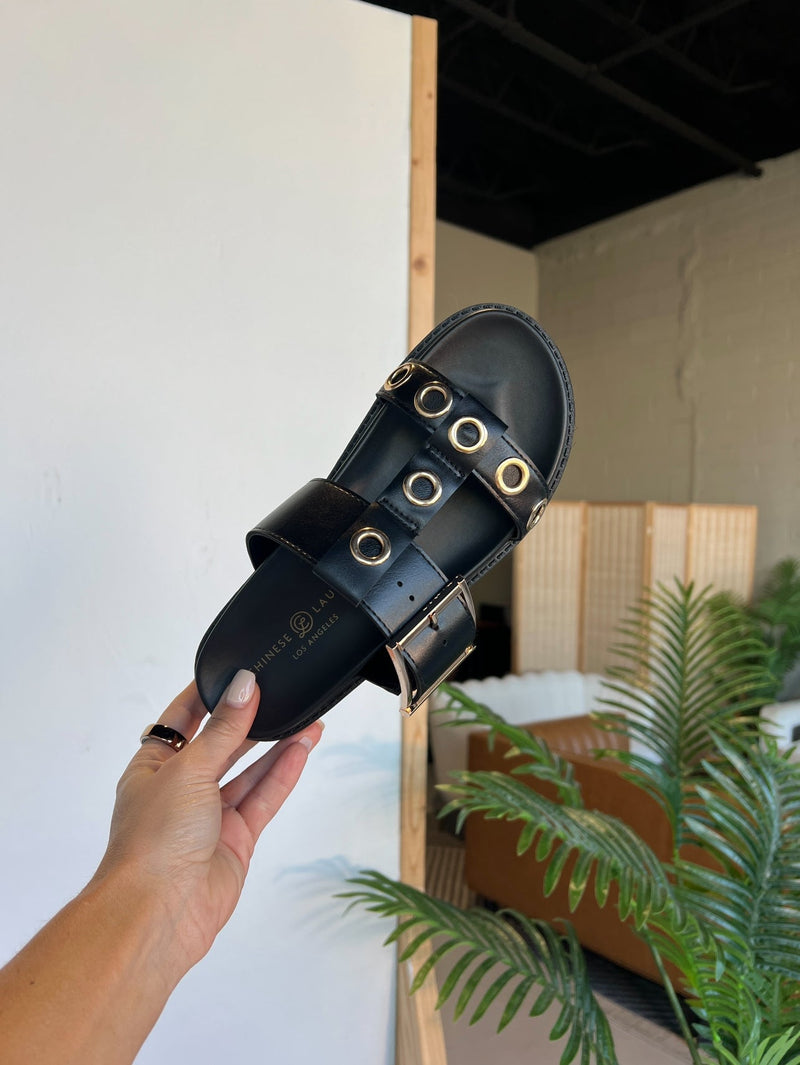 Rozalia Smooth Slide Sandals Black