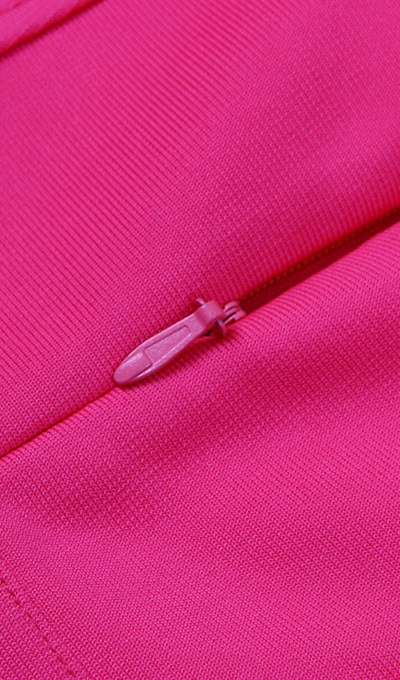 Jibaro Feather Trim Midi Dress In Crimson