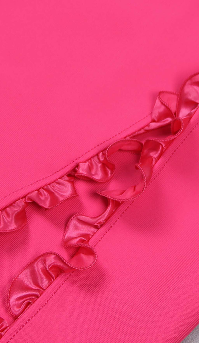 Werza Floral Embellished Slit Midi Dress In Pink