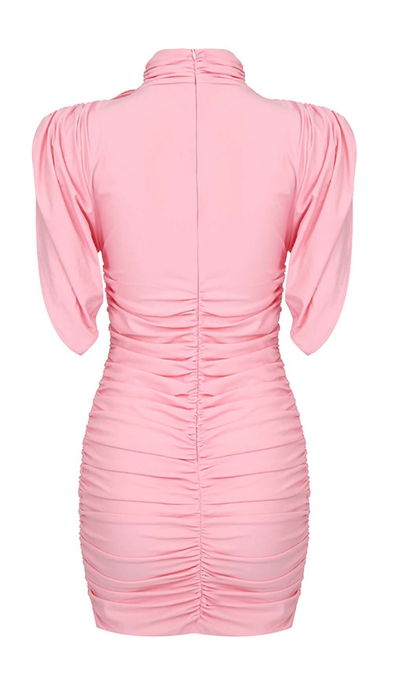 Lalioa Flower-Embellished Ruched Mini Dress In Pink