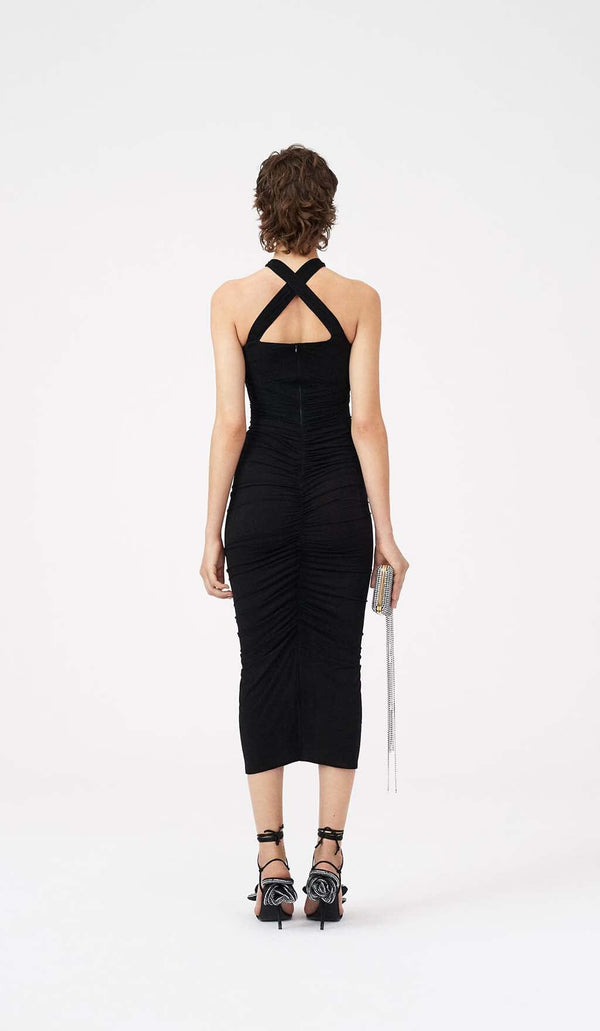 Jikia Rose Bodycon Maxi Dress In Black