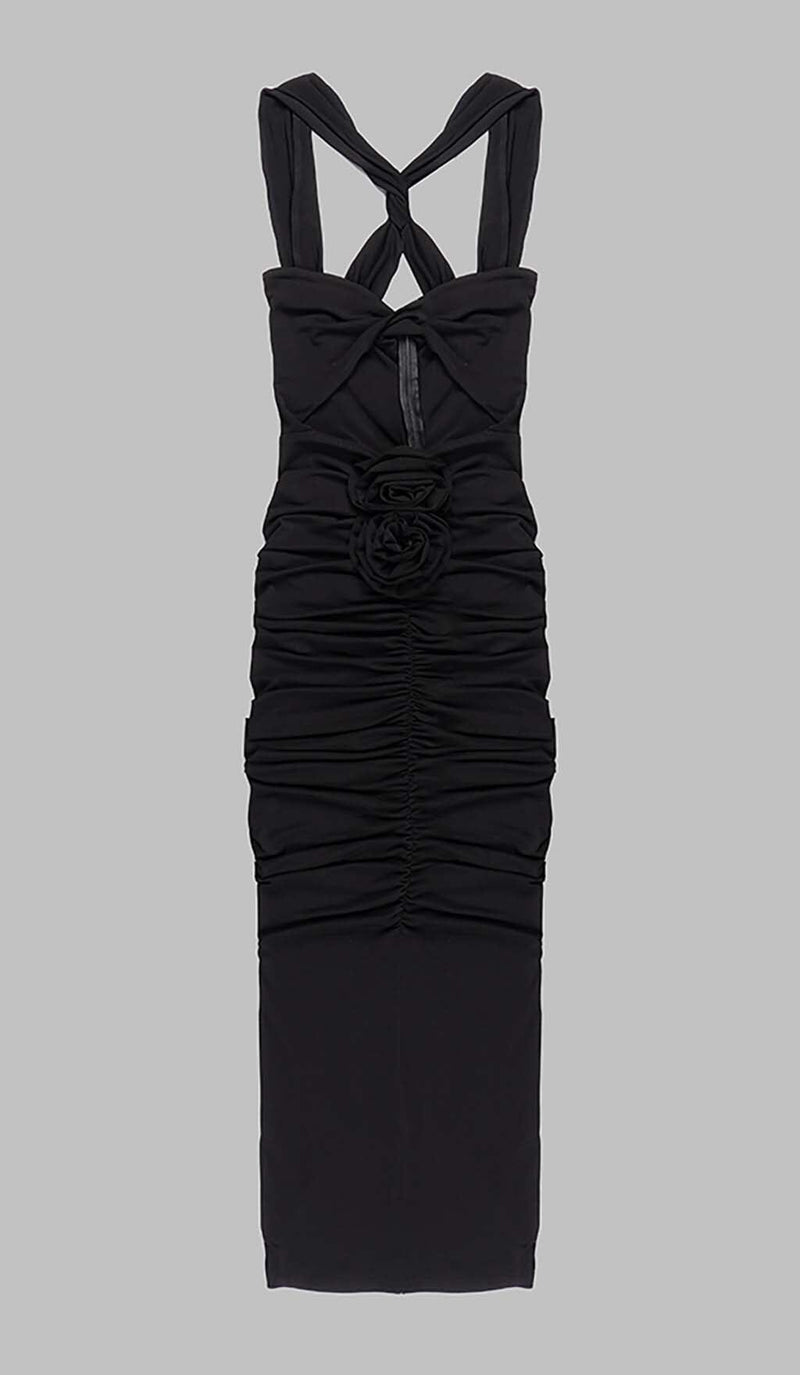 Jikia Rose Bodycon Maxi Dress In Black