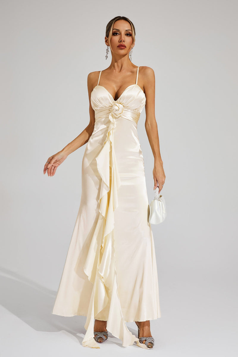 Almira Champagne Slip Maxi Dress