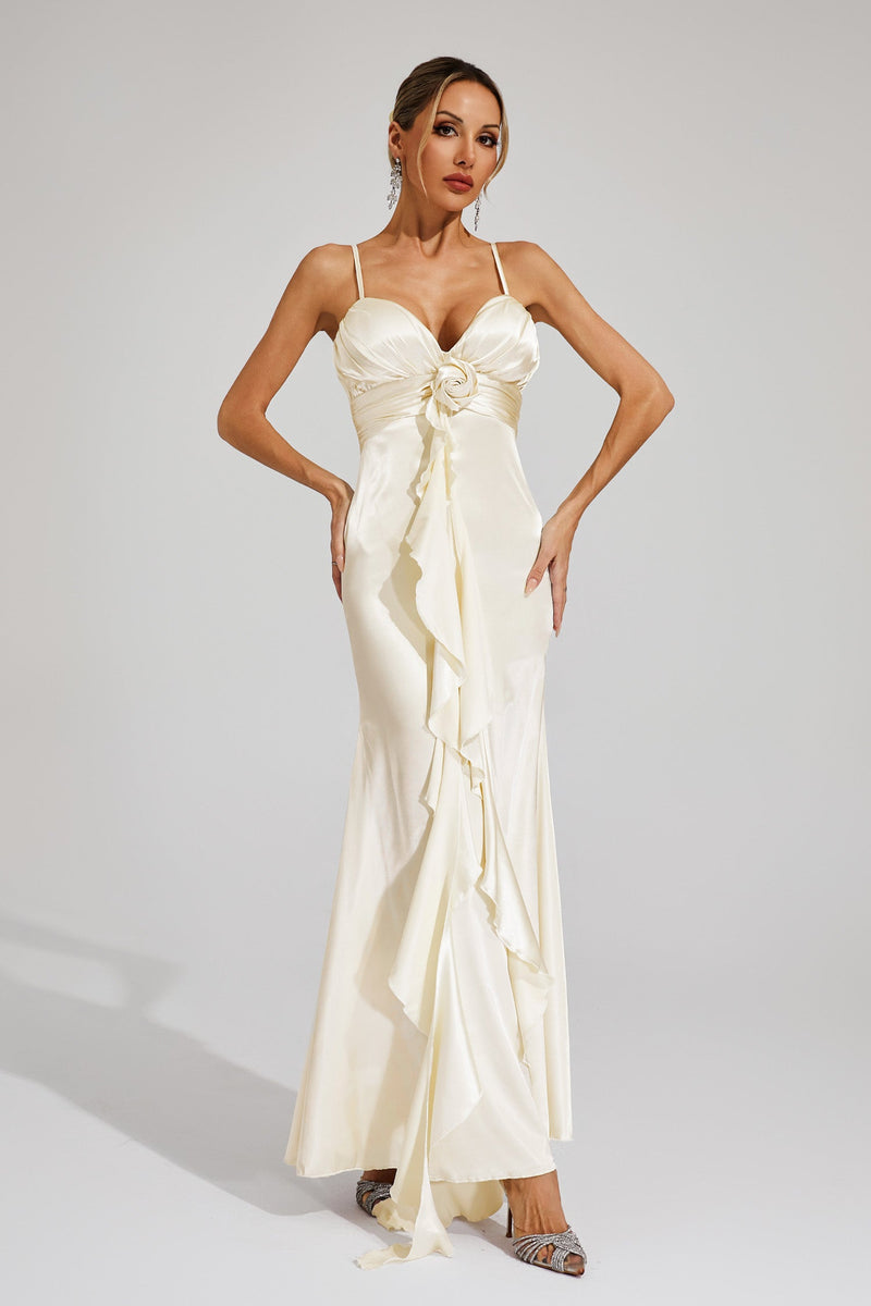 Almira Champagne Slip Maxi Dress