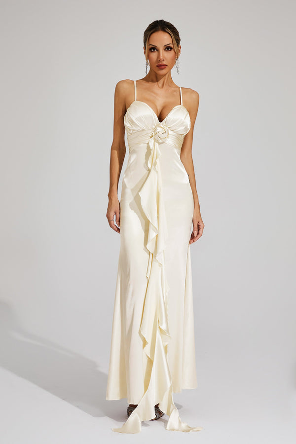 Almira Champagne Slip Maxi Dress