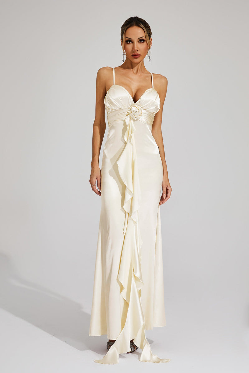 Almira Champagne Slip Maxi Dress