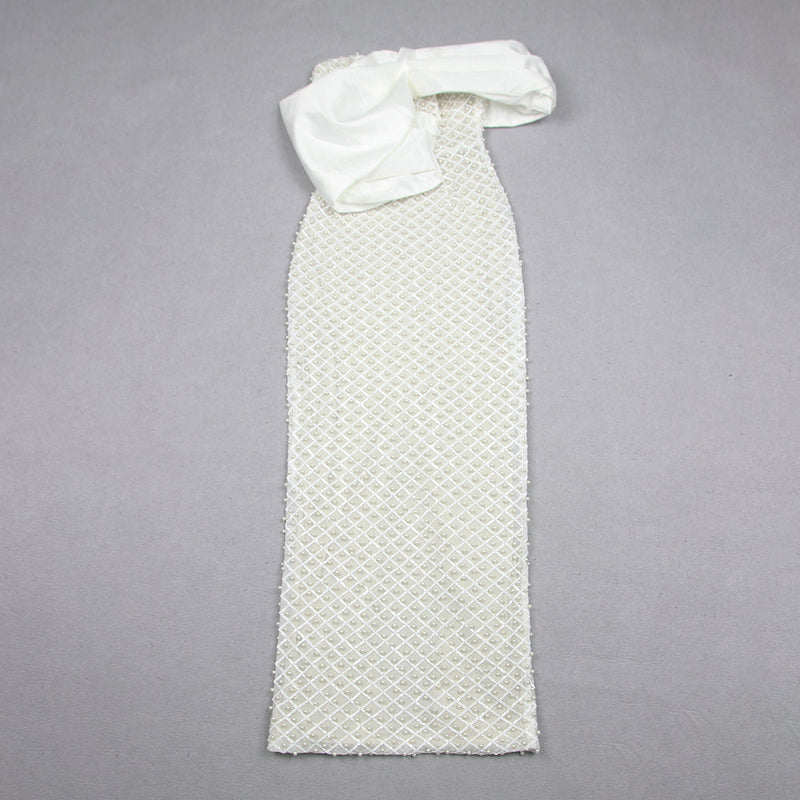 Bridget Pearl Embellished Off-Shoulder Midi Dress