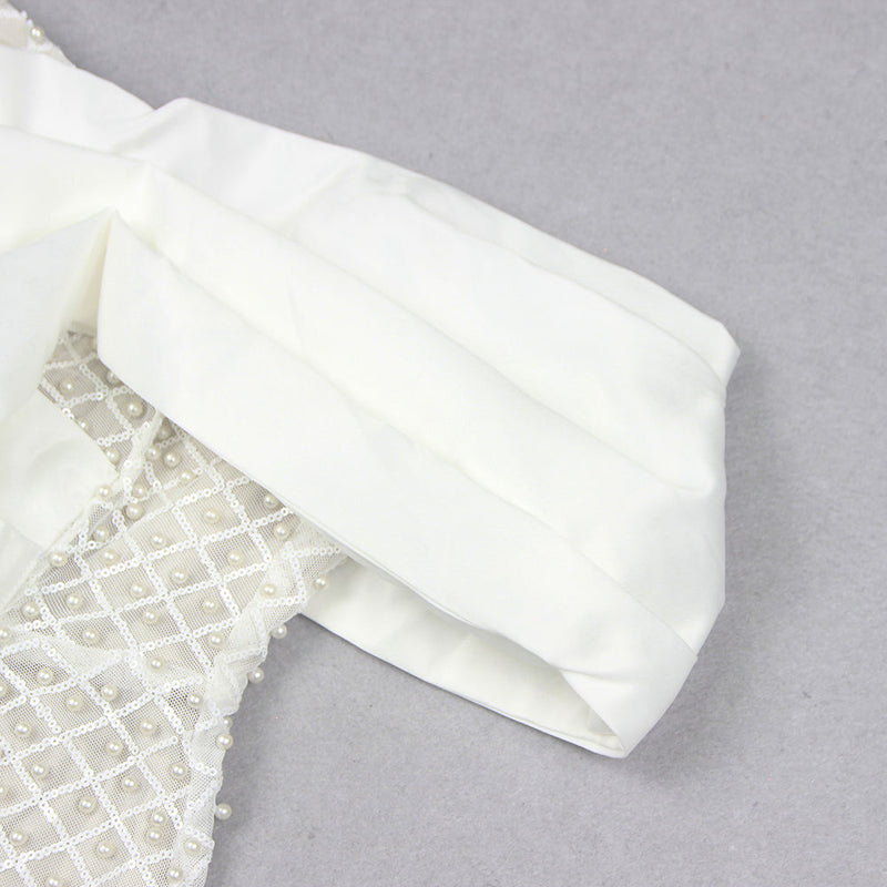 Bridget Pearl Embellished Off-Shoulder Midi Dress