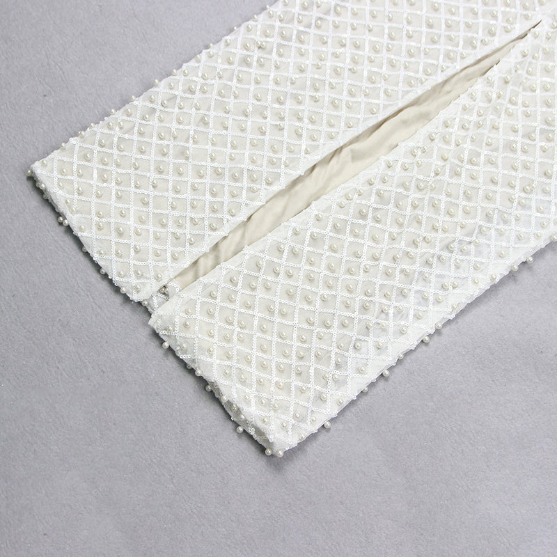 Bridget Pearl Embellished Off-Shoulder Midi Dress