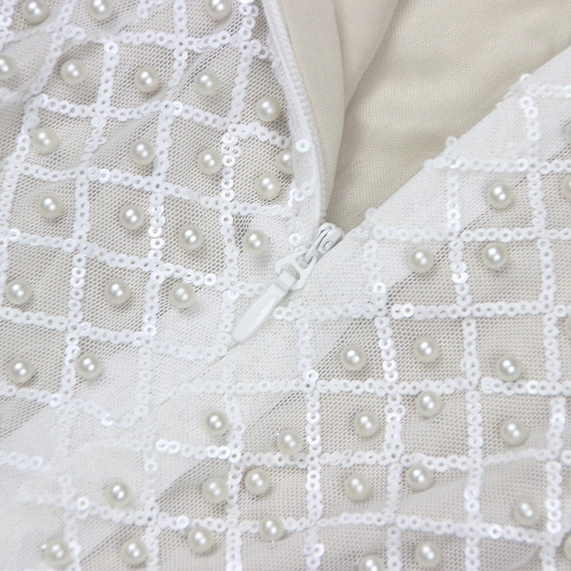 Bridget Pearl Embellished Off-Shoulder Midi Dress