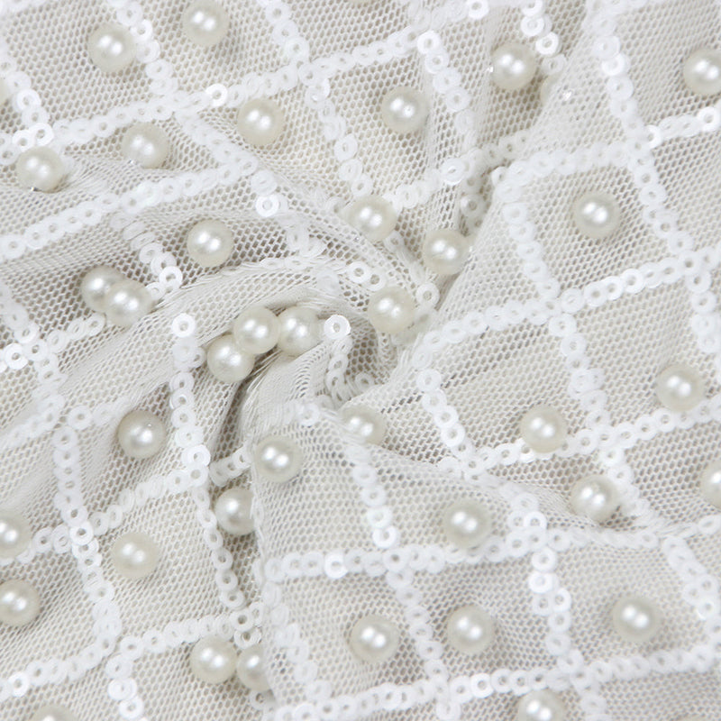 Bridget Pearl Embellished Off-Shoulder Midi Dress