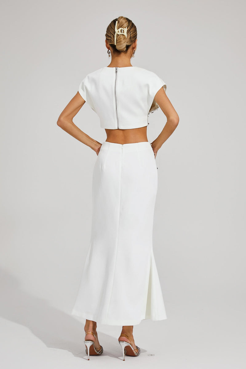 Ozzie Diamond Shells Embellished Set In White