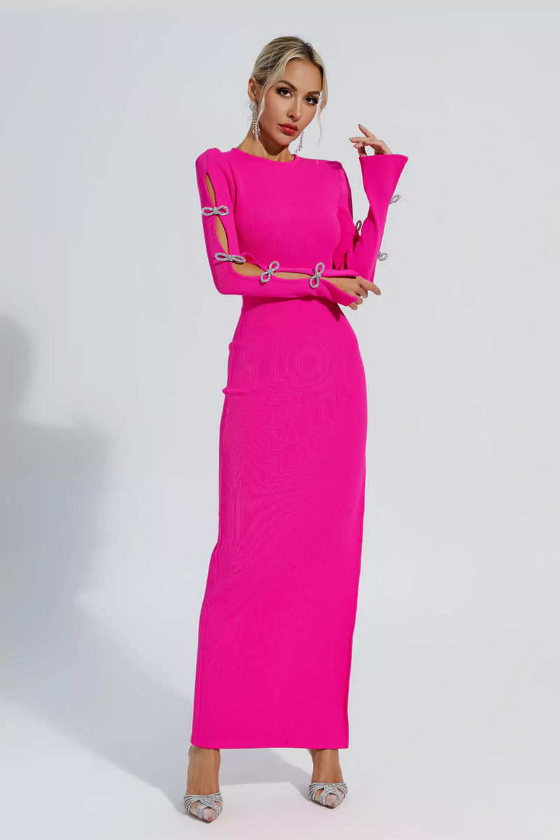 Emory Bandage Cutout Maxi Dress In Pink